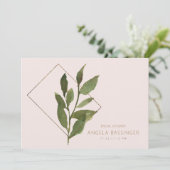 Invitation Simple Moderne Fête de Mariage Botanique Rose (Debout devant)