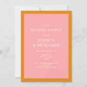Invitation Simple Moderne Fête de Mariage Rose et Orange (Devant)