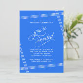 Invitation Simple Moderne Fête de Retraite Bleu Cobalt (Debout devant)
