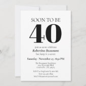 Invitation Simple Moderne Fête Surprise pour 40 ans (Devant)