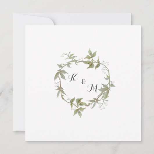 Invitation Simple Moderne Feuille de laurier Wreath Babys Res (Dos)