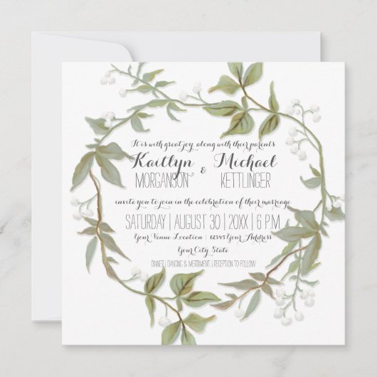 Invitation Simple Moderne Feuille de laurier Wreath Babys Res (Devant)