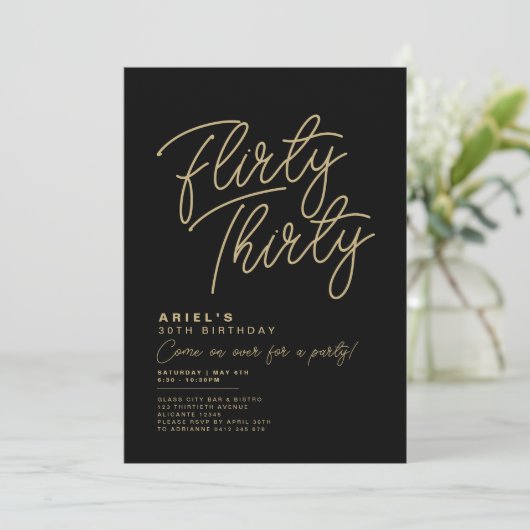 Invitation Simple Moderne Flirty Thirty Anniversaire (Debout devant)