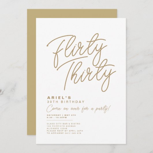 Invitation Simple Moderne Flirty Trente Anniversaire Invitati (Devant / Derrière)