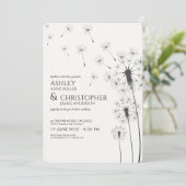 Invitation Simple moderne Fumée Mariage noir Dandelion (Debout devant)