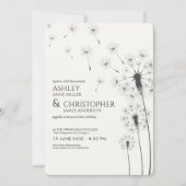 Invitation Simple moderne Fumée Mariage noir Dandelion (Devant)