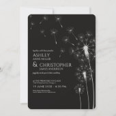Invitation Simple moderne Fumée Mariage noir Dandelion (Devant)