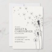 Invitation Simple moderne Fumée Mariage noir Dandelion (Devant)