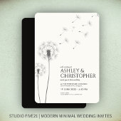 Invitation Simple moderne Fumée Mariage noir Dandelion