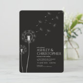 Invitation Simple moderne Fumée Mariage noir Dandelion (Debout devant)
