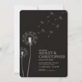 Invitation Simple moderne Fumée Mariage noir Dandelion (Devant)