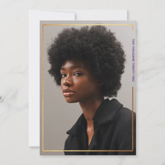 Invitation simple moderne Gold Border Graduation (Devant)