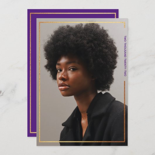 Invitation simple moderne Gold Border Graduation (Devant / Derrière)