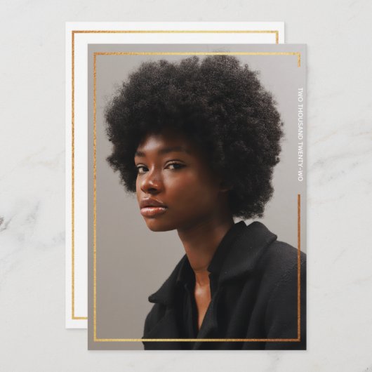 Invitation simple moderne Gold Border Graduation (Devant / Derrière)