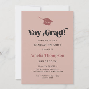 Invitation Simple Moderne Gras Rose Grad Casquette Grad