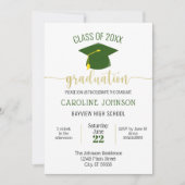 Invitation simple moderne Green Gold Graduation (Devant)