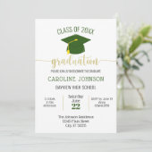 Invitation simple moderne Green Gold Graduation (Debout devant)