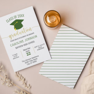 Invitation simple moderne Green Gold Graduation