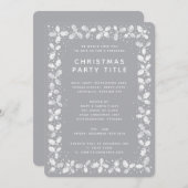 Invitation Simple moderne Gris + Blanc Holly Noël Party (Devant / Derrière)
