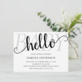 Invitation Simple moderne Hello Baby | Flourish Script Douche (Debout devant)