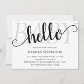 Invitation Simple moderne Hello Baby | Flourish Script Douche (Devant)