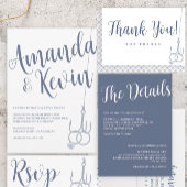 Invitation Simple moderne Hotte de pêche Mariage Cercles Bleu