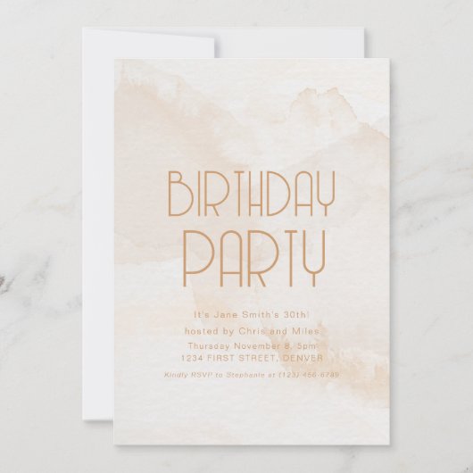 Invitation Simple moderne Joyeux Anniversaire Beige Invitatio (Devant)