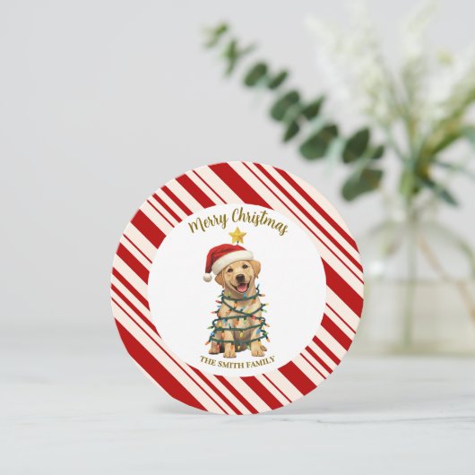 Invitation Simple moderne joyeux noël Lab chiot patte (Debout devant)