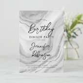 Invitation Simple moderne Marbre d'argent Dîner d'anniversair (Debout devant)