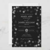 Invitation Simple moderne Mariage Argent Confetti Noir (Devant)