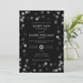 Invitation Simple moderne Mariage Argent Confetti Noir (Debout devant)