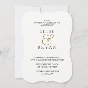 Invitation Simple moderne Mariage blanc & or
