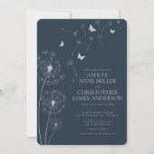 Invitation Simple moderne Mariage bleu Dandelion (Devant)