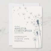 Invitation Simple moderne Mariage bleu Dandelion (Devant)