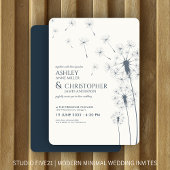 Invitation Simple moderne Mariage bleu Dandelion