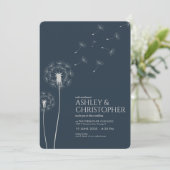 Invitation Simple moderne Mariage bleu Dandelion (Debout devant)
