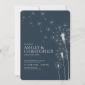 Invitation Simple moderne Mariage bleu Dandelion (Devant)