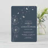 Invitation Simple moderne Mariage bleu Dandelion (Debout devant)