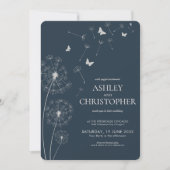 Invitation Simple moderne Mariage bleu Dandelion (Devant)