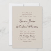 Invitation Simple Moderne Mariage Brun Mousse (Devant)