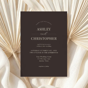 Invitation Simple Moderne Mariage Élégant Brun