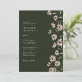 Invitation Simple Moderne Mariage Floral Vert (Debout devant)