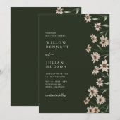 Invitation Simple Moderne Mariage Floral Vert (Devant / Derrière)