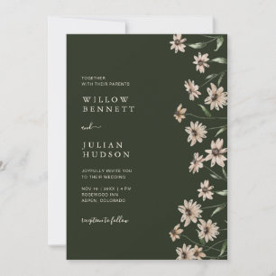 Invitation Simple Moderne Mariage Floral Vert