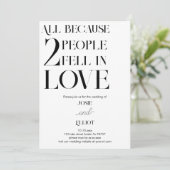 Invitation Simple moderne mariage foncé et clair (Debout devant)