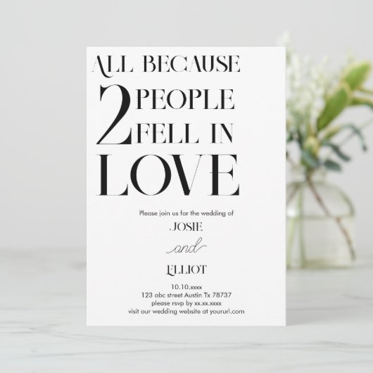 Invitation Simple moderne mariage foncé et clair (Debout devant)