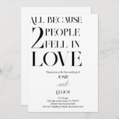 Invitation Simple moderne mariage foncé et clair (Devant / Derrière)