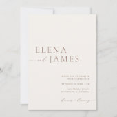 Invitation Simple Moderne Mariage Ivoire & Mocha (Devant)