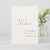 Invitation Simple Moderne Mariage Ivoire & Mocha (Debout devant)