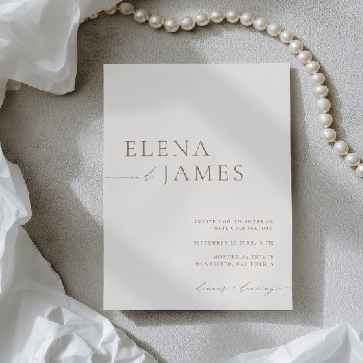 Invitation Simple Moderne Mariage Ivoire & Mocha